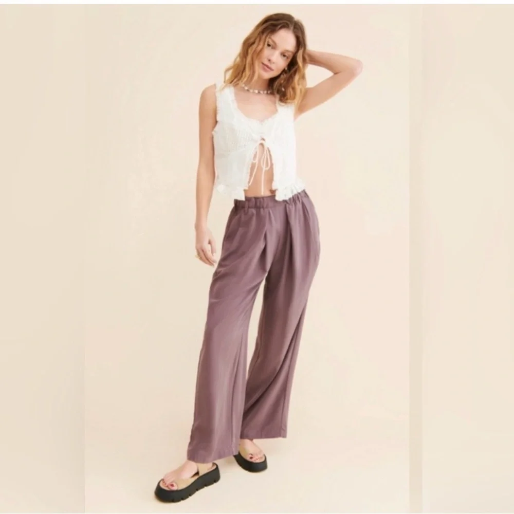 Free People Nothing to Say Wide-Leg Women's Pants in Mauve size small - Picture 2 of 7